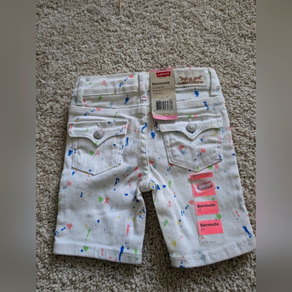Levis White Denim Bermuda Jean Shorts